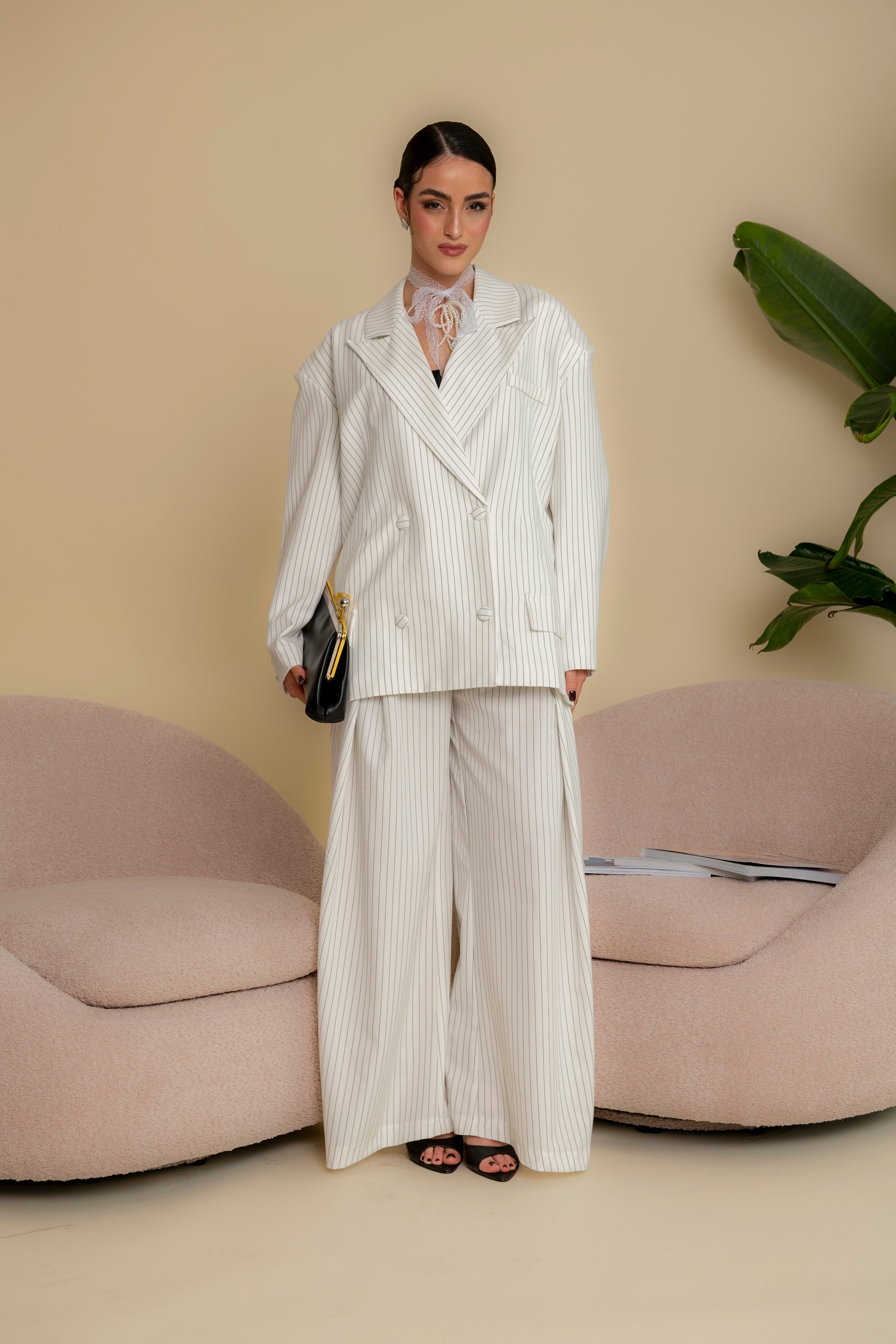 Giacca gessata white