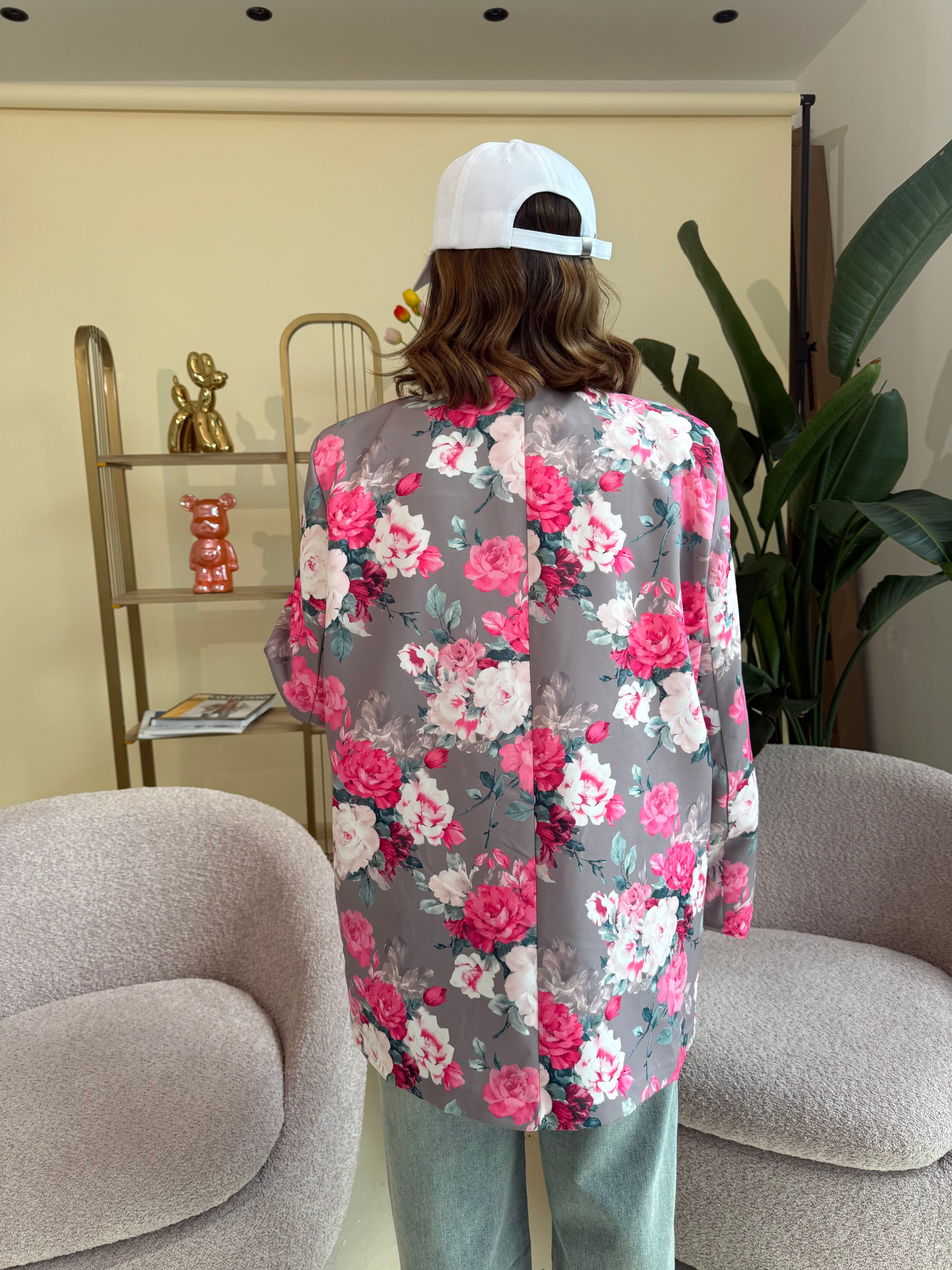 Giacca flowers fucsia curvy