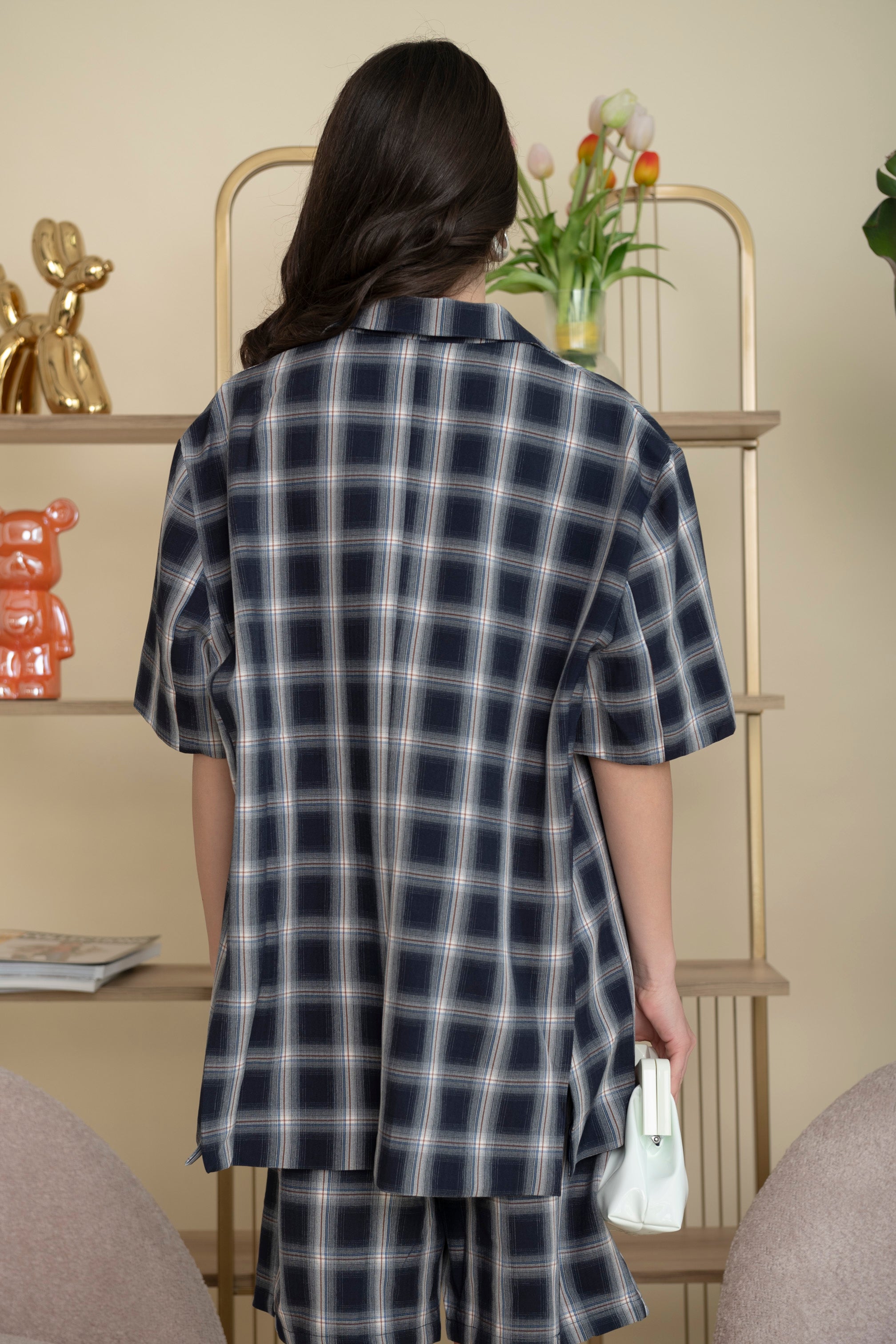 Tailleur con bermuda a quadri