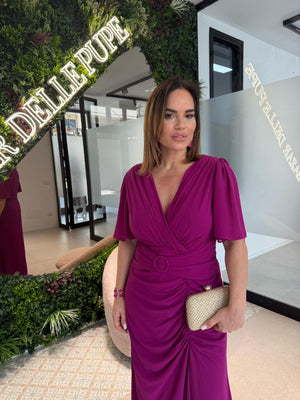 Abito cerimonia con drappeggio curvy