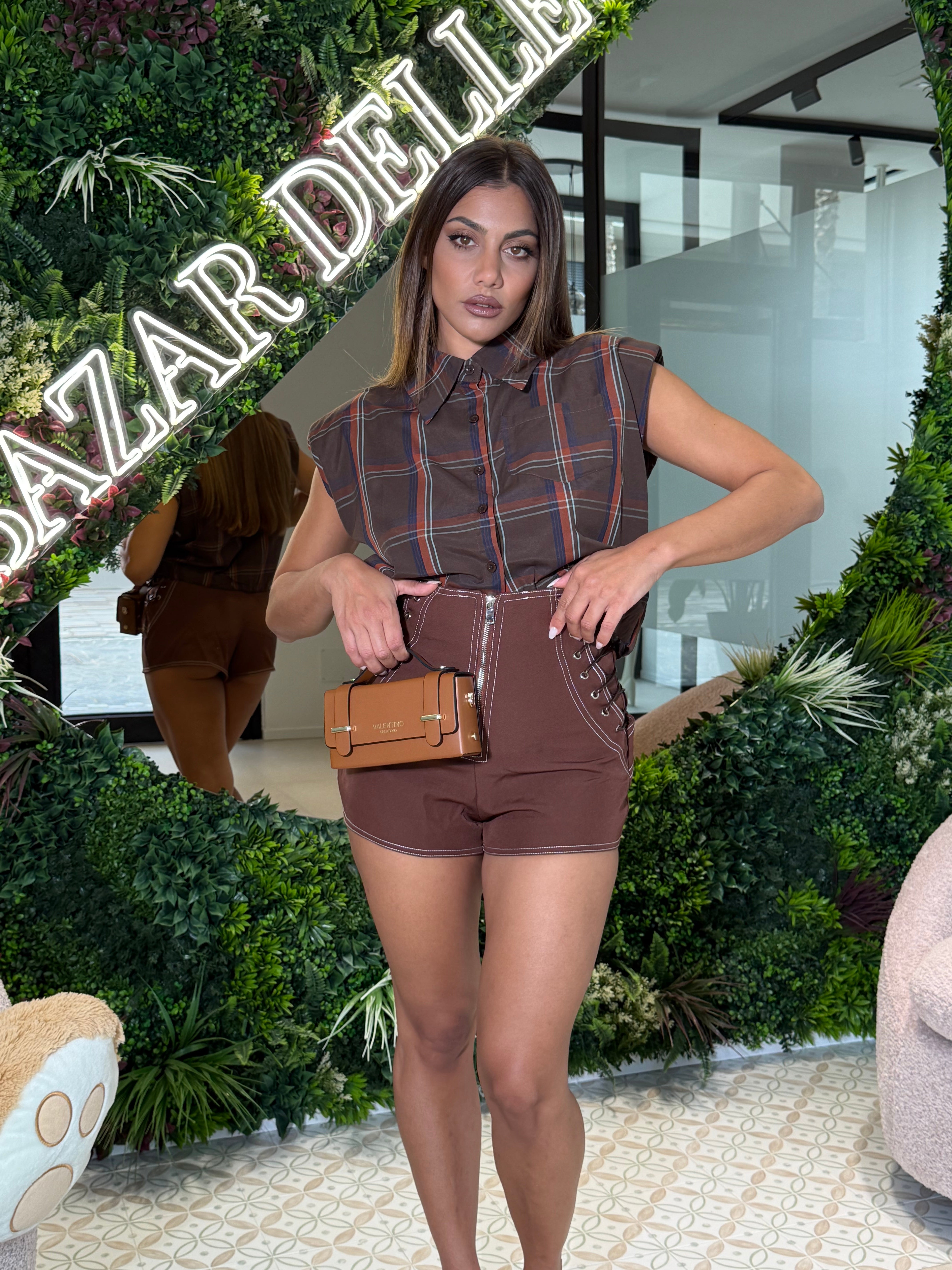 Camicia crop quadri