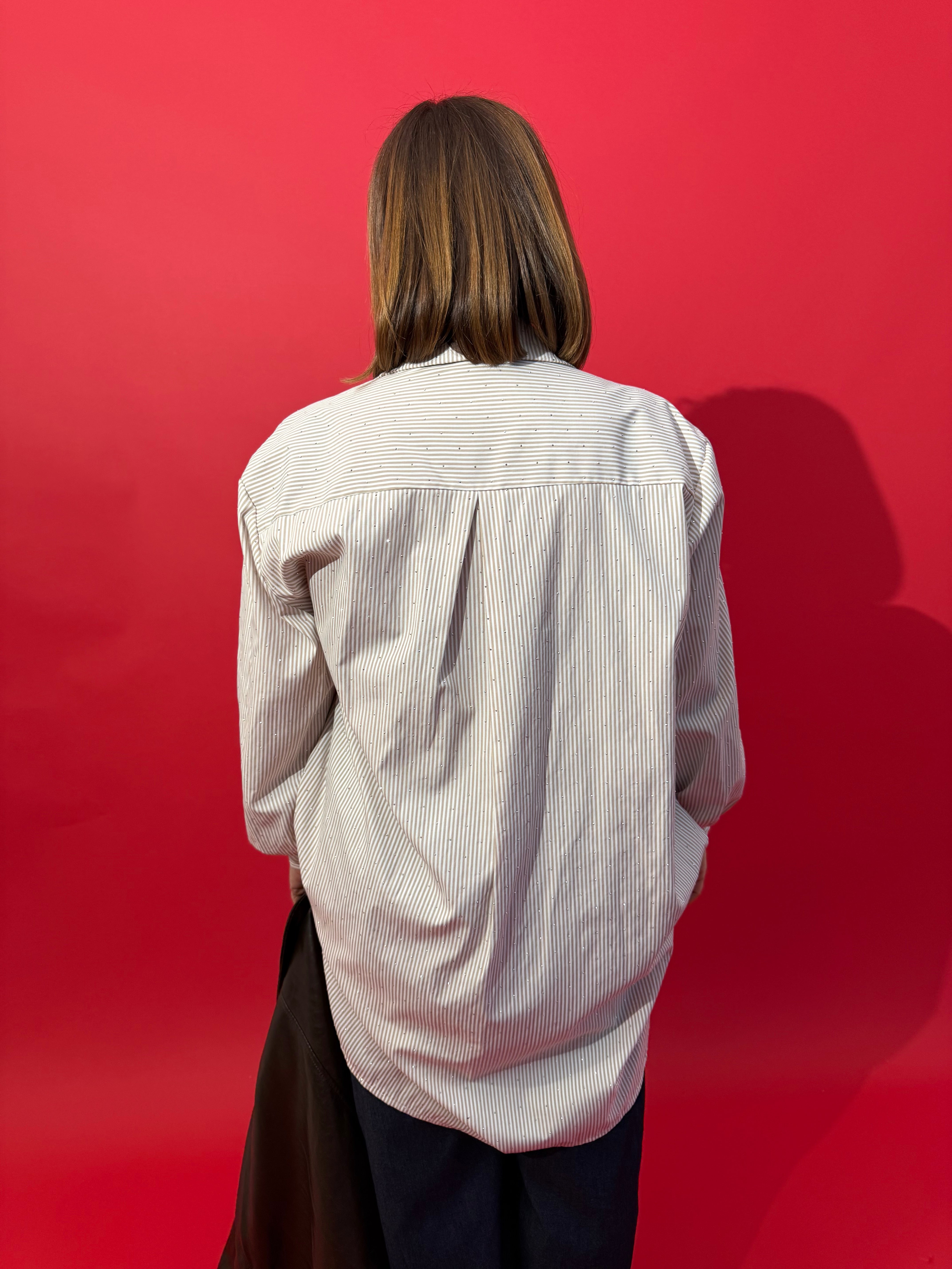 Maxy camicia con strass e pizzo