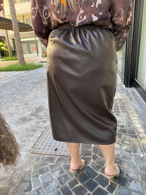 Gonna ecopelle midi annodata curvy