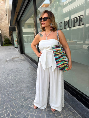 Cordset in lino a fascia con borchie curvy