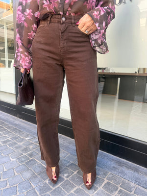 Jeans mom fit brown curvy