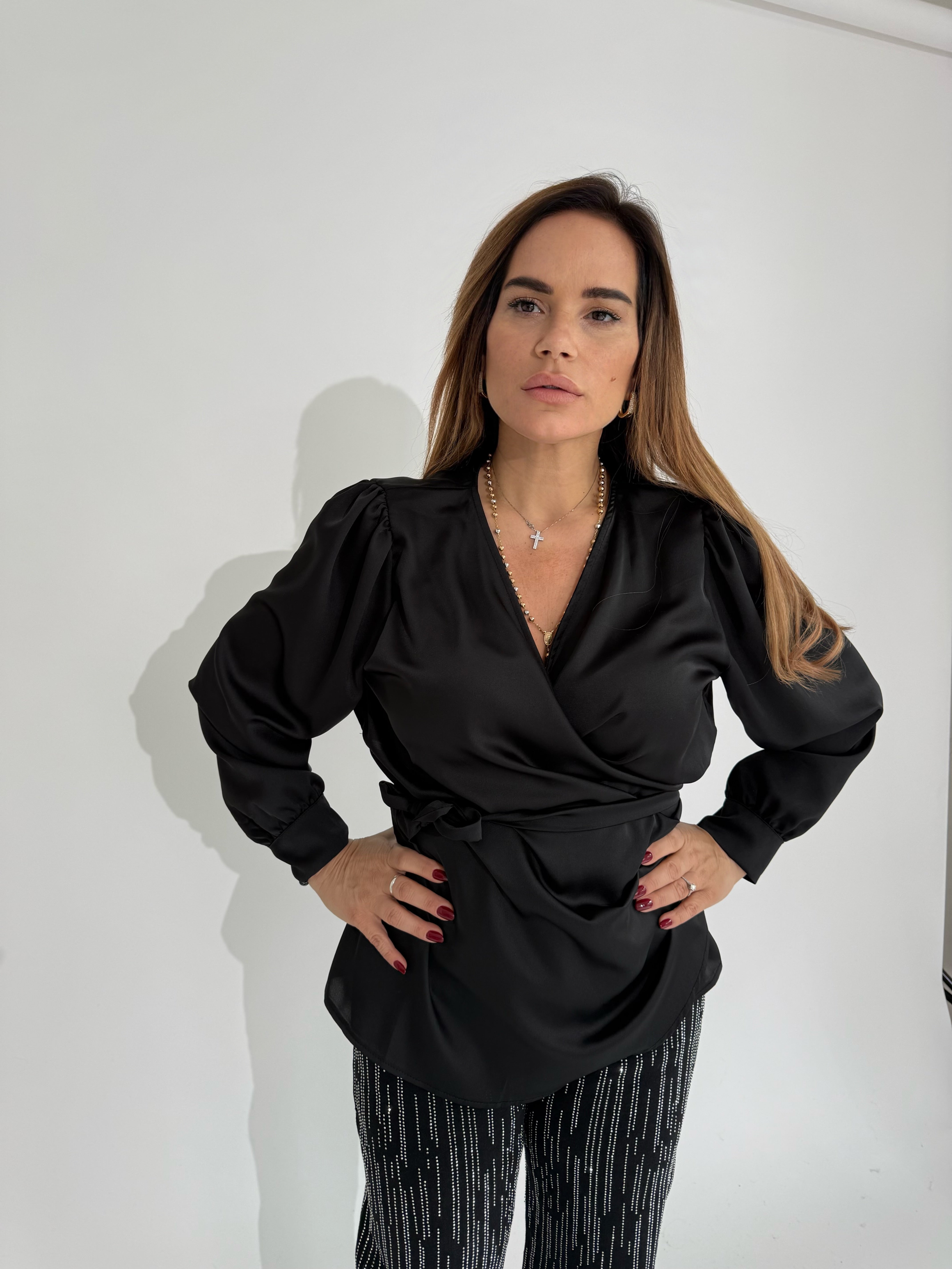 Camicia incrocio in raso