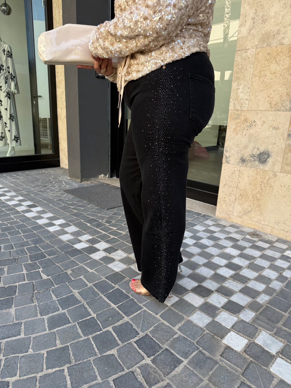Jeans strass laterali curvy