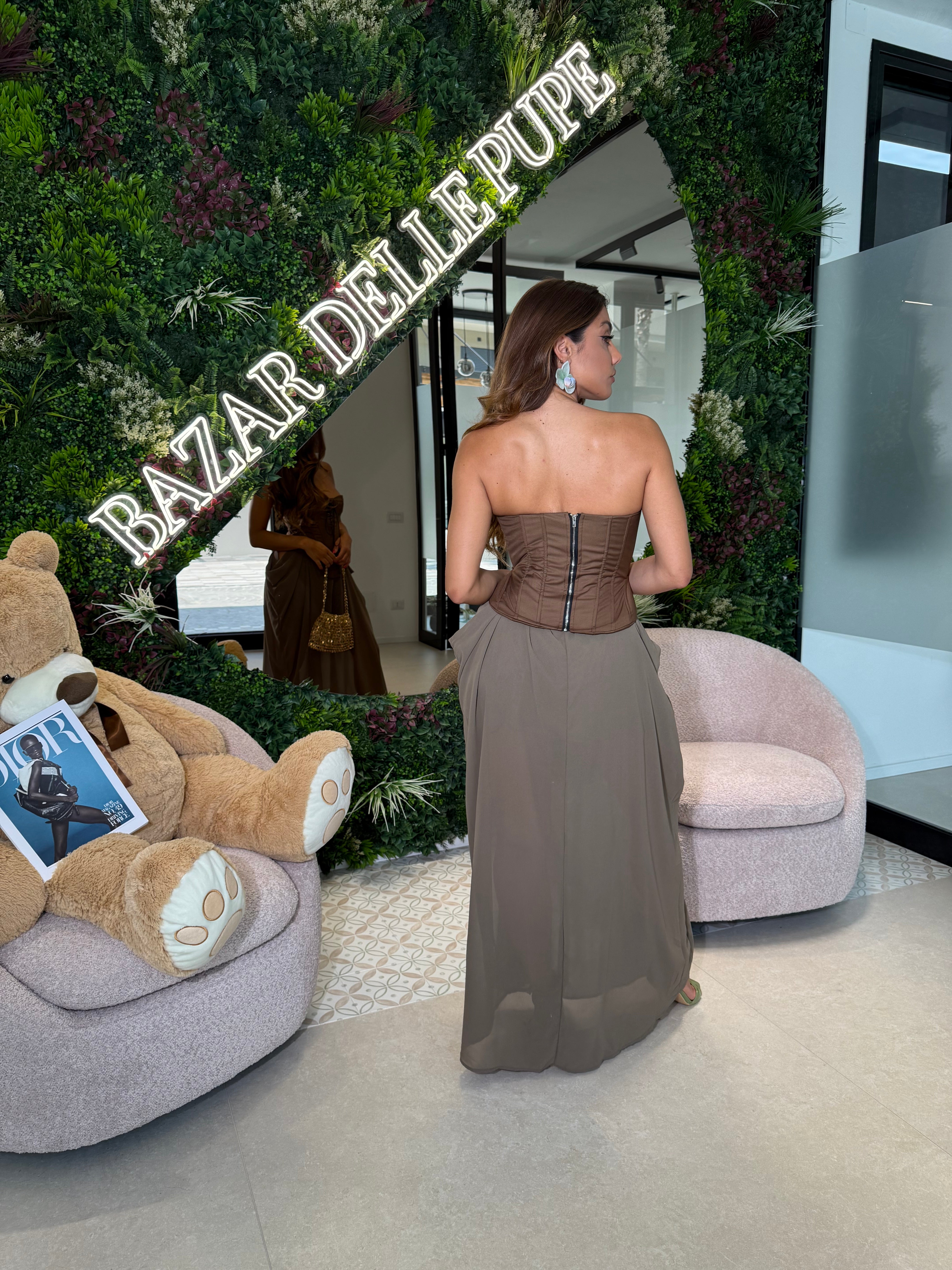 Abito con corsetto butterfly