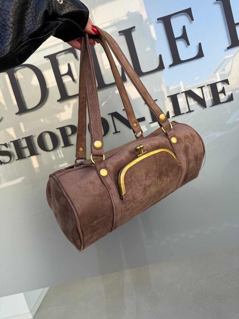 Borsa a spalla in camoscio