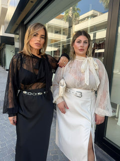 Camicia fiocco in pizzo curvy