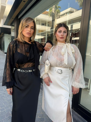 Camicia fiocco in pizzo curvy