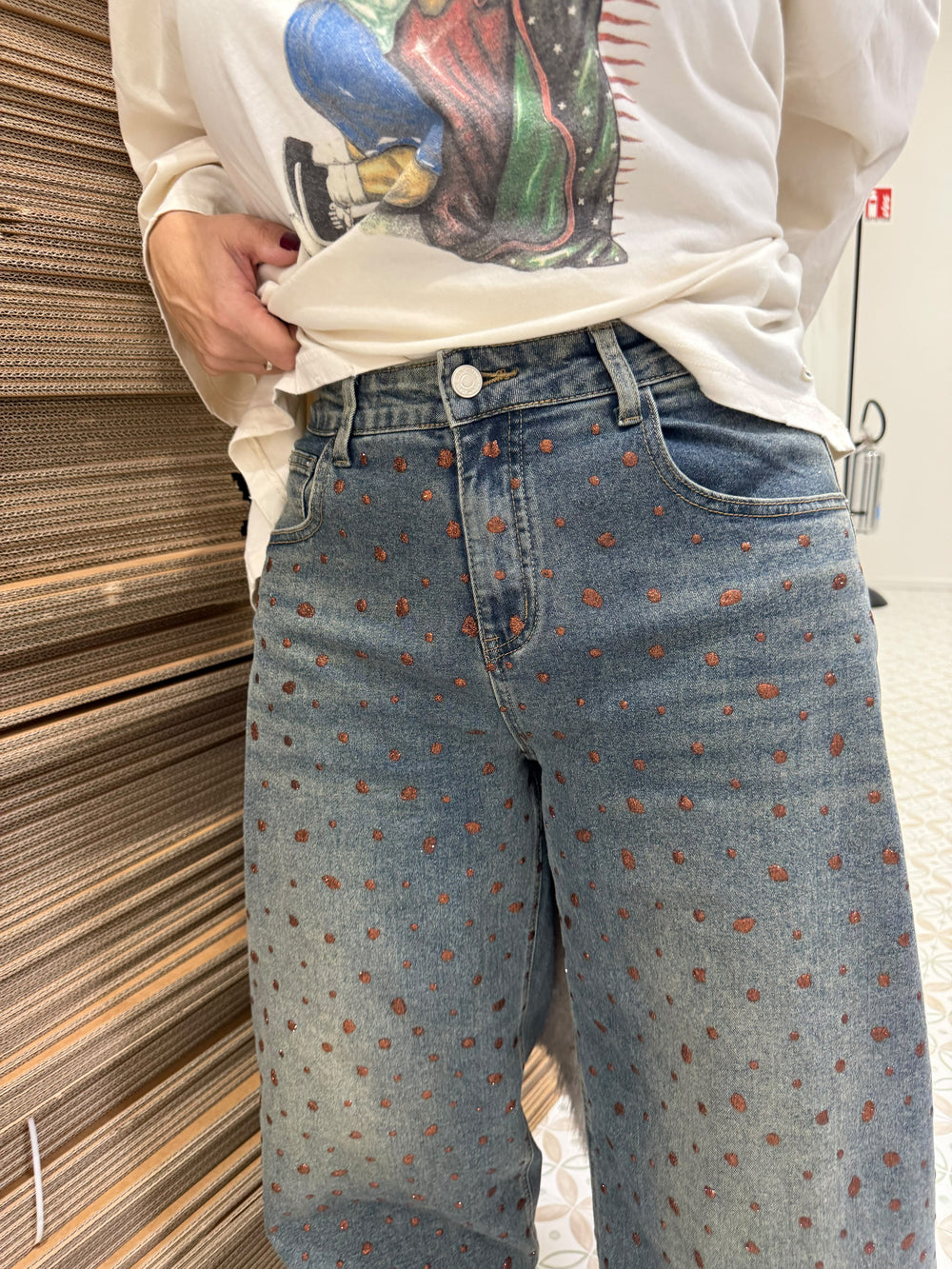Jeans macchie glitter curvy