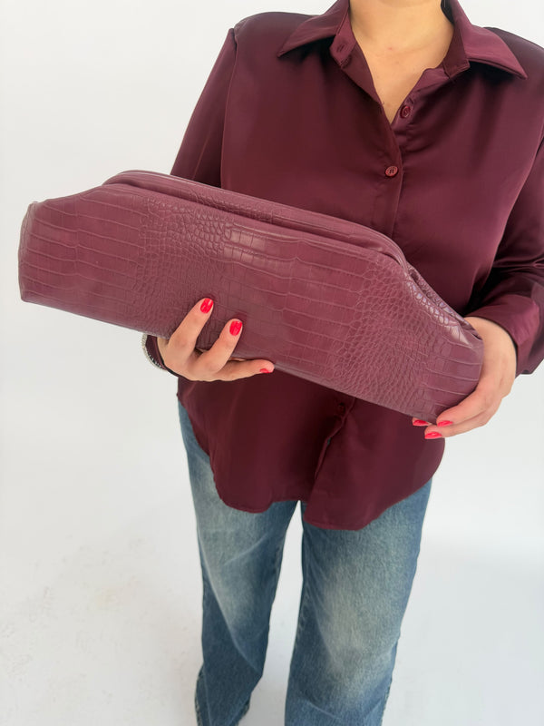 Borsa rettangolare pitonata