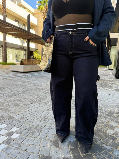 Jeans scuro con elastico curvy