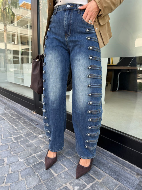 Jeans ballon dettaglio bottoni