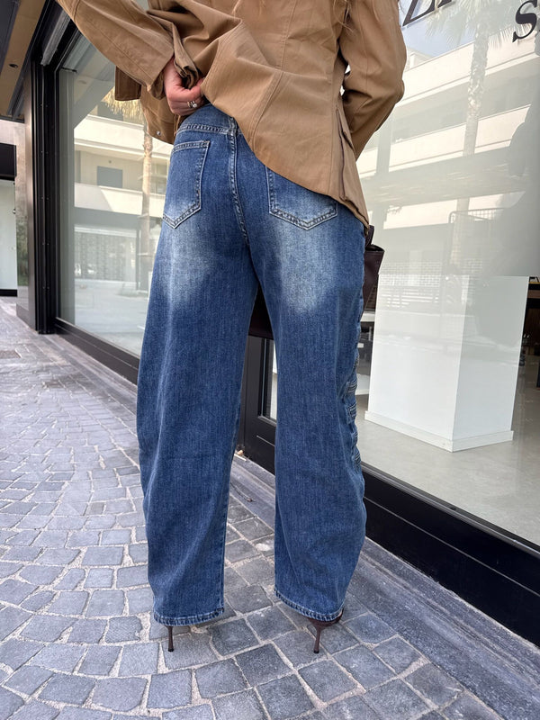 Jeans ballon dettaglio bottoni