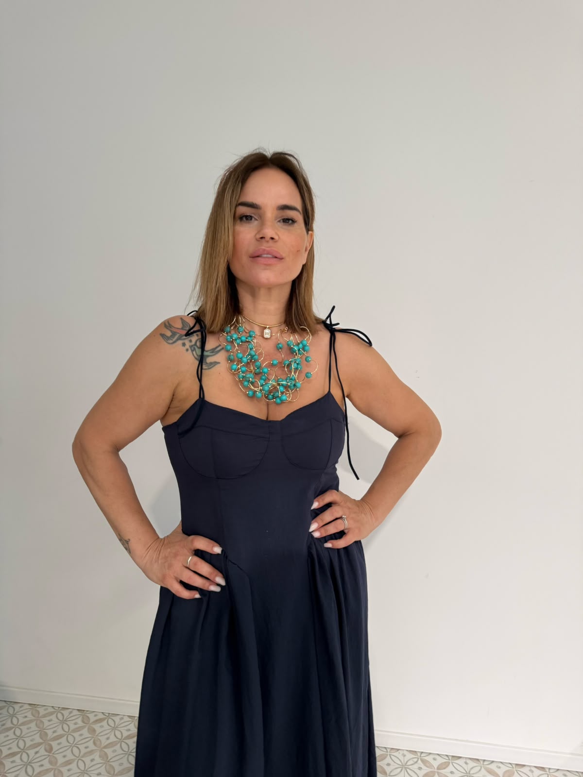 Collana filo ondulato e perle
