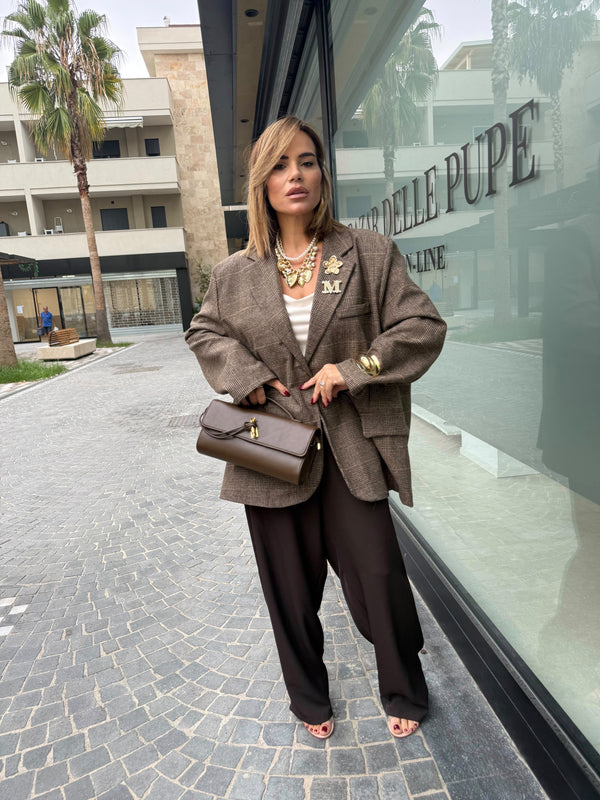 Giacca quadrettini in panno curvy