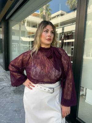 Camicia fiocco in pizzo curvy