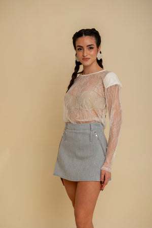 Maglia in pizzo con spalline