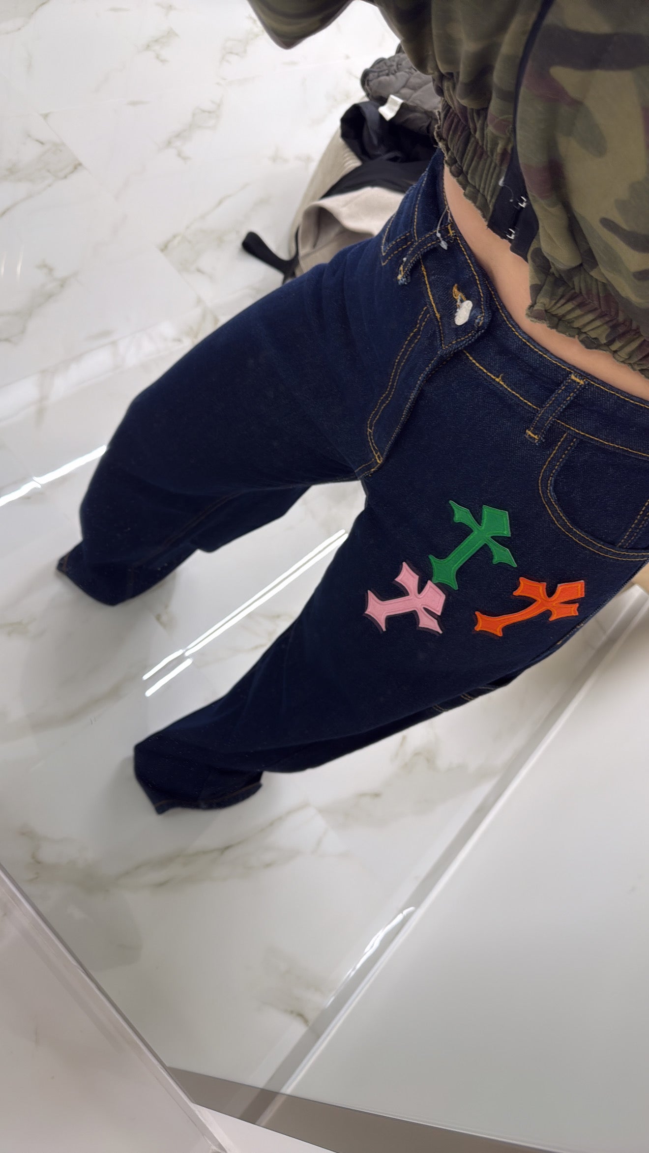 Jeans ballon croce color