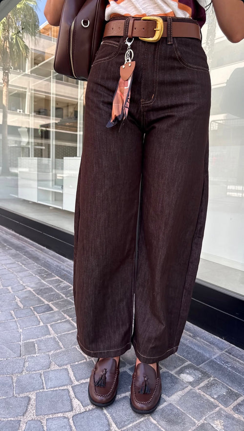 Jeans ballon brown con cintura