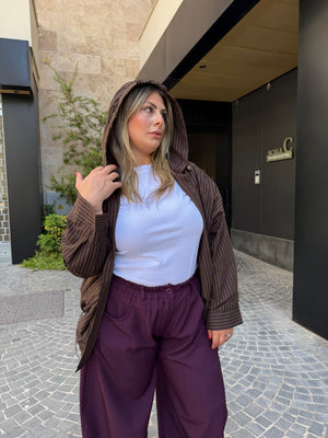 Camicia rigata con cappuccio