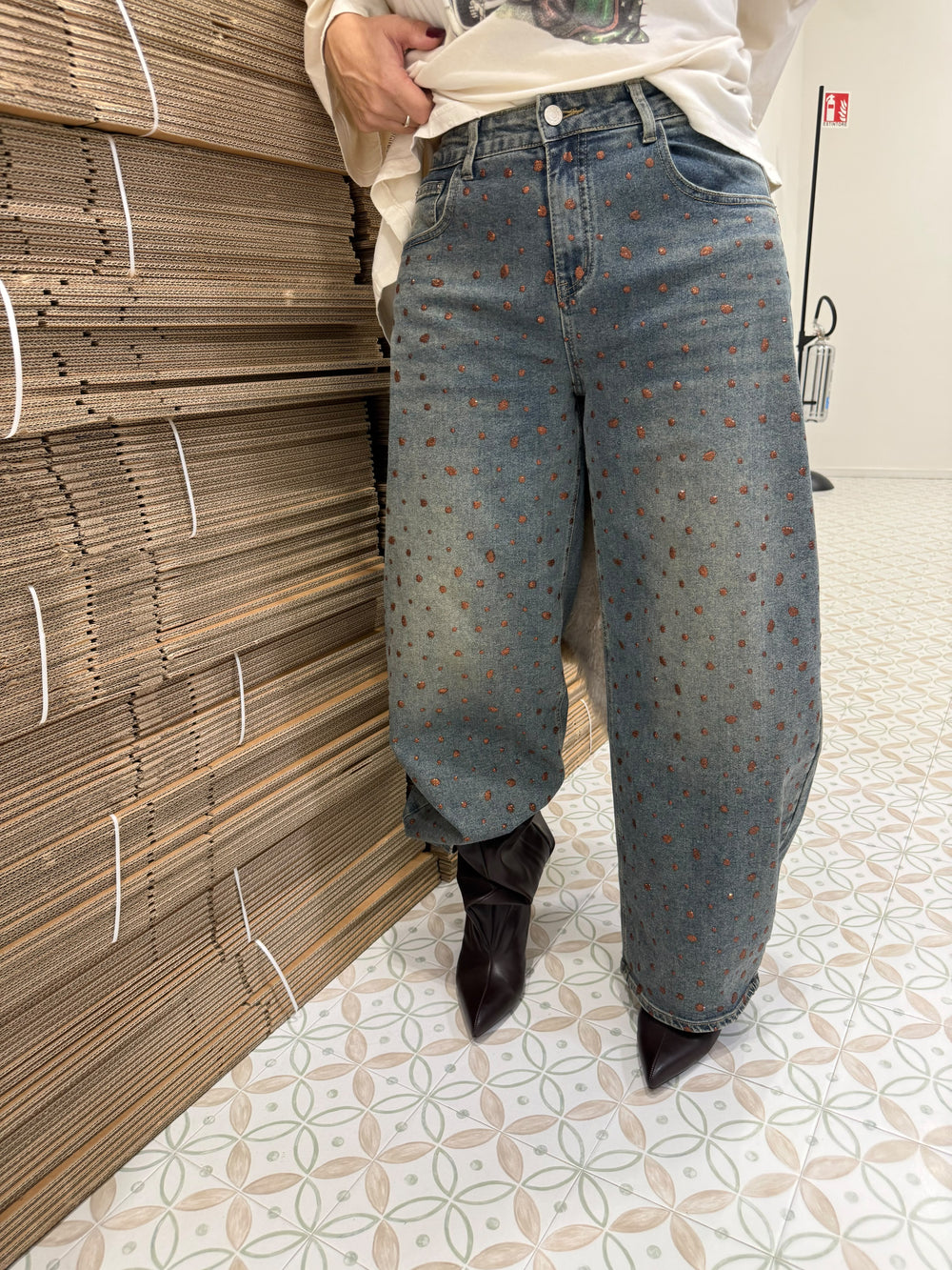 Jeans macchie glitter curvy