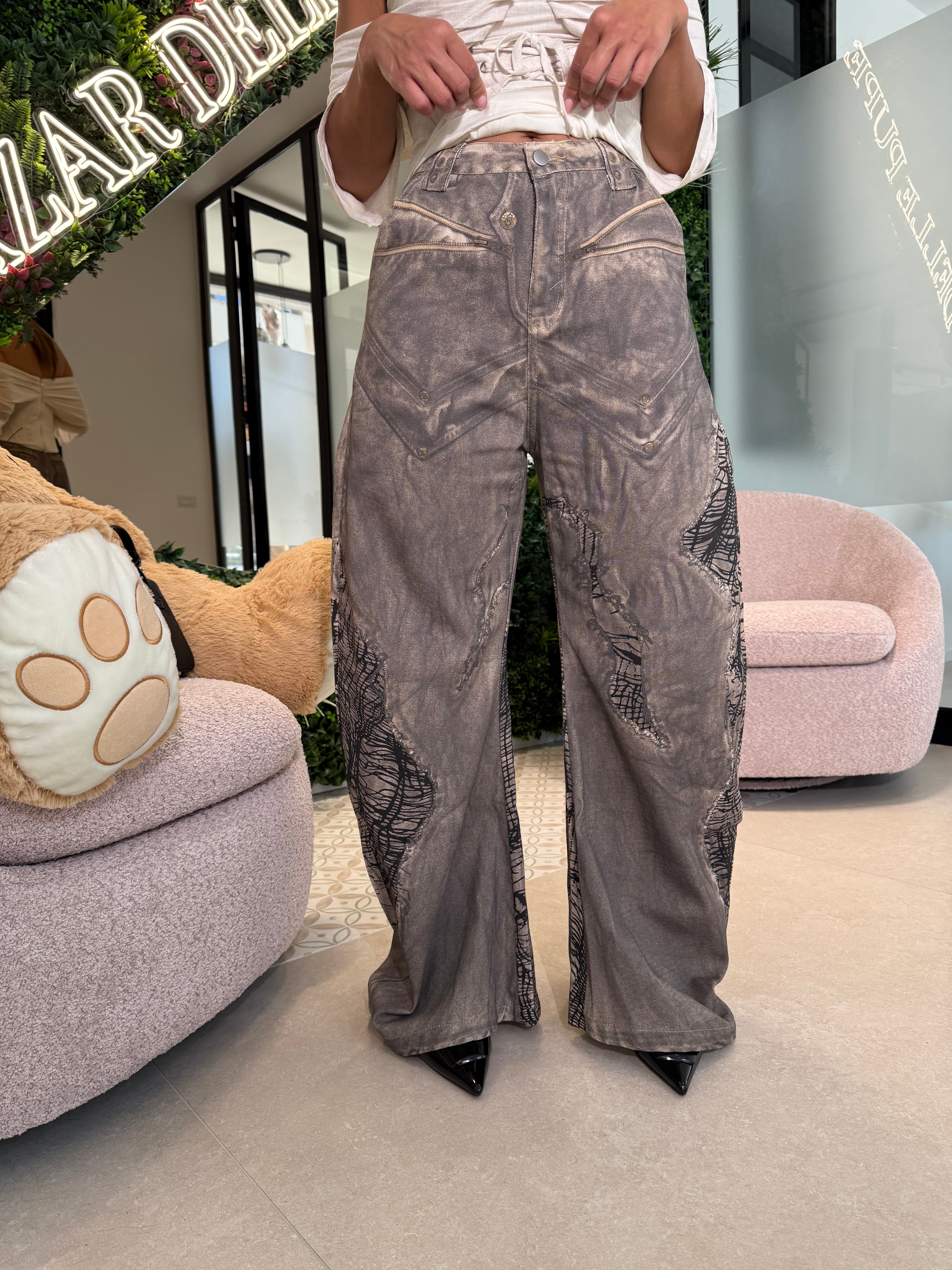 Jeans ballon con zip