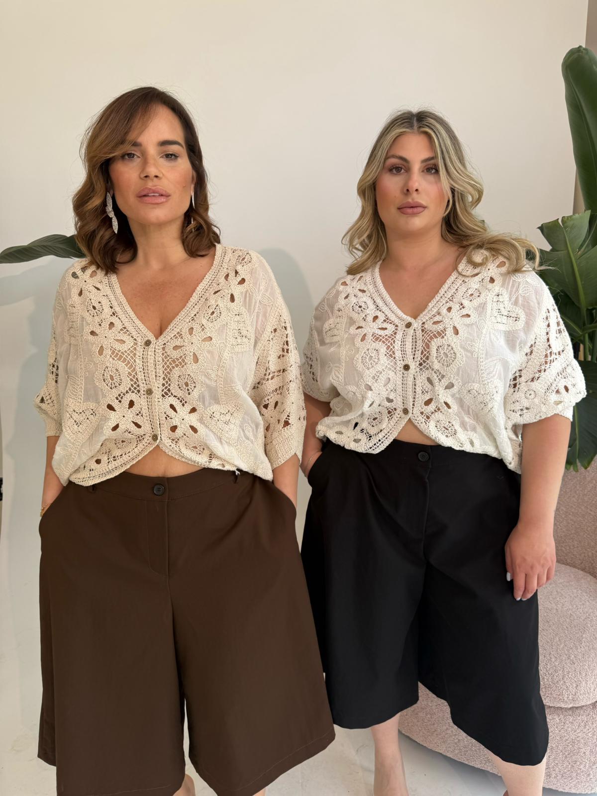 Cardigan mezza manica in filo curvy