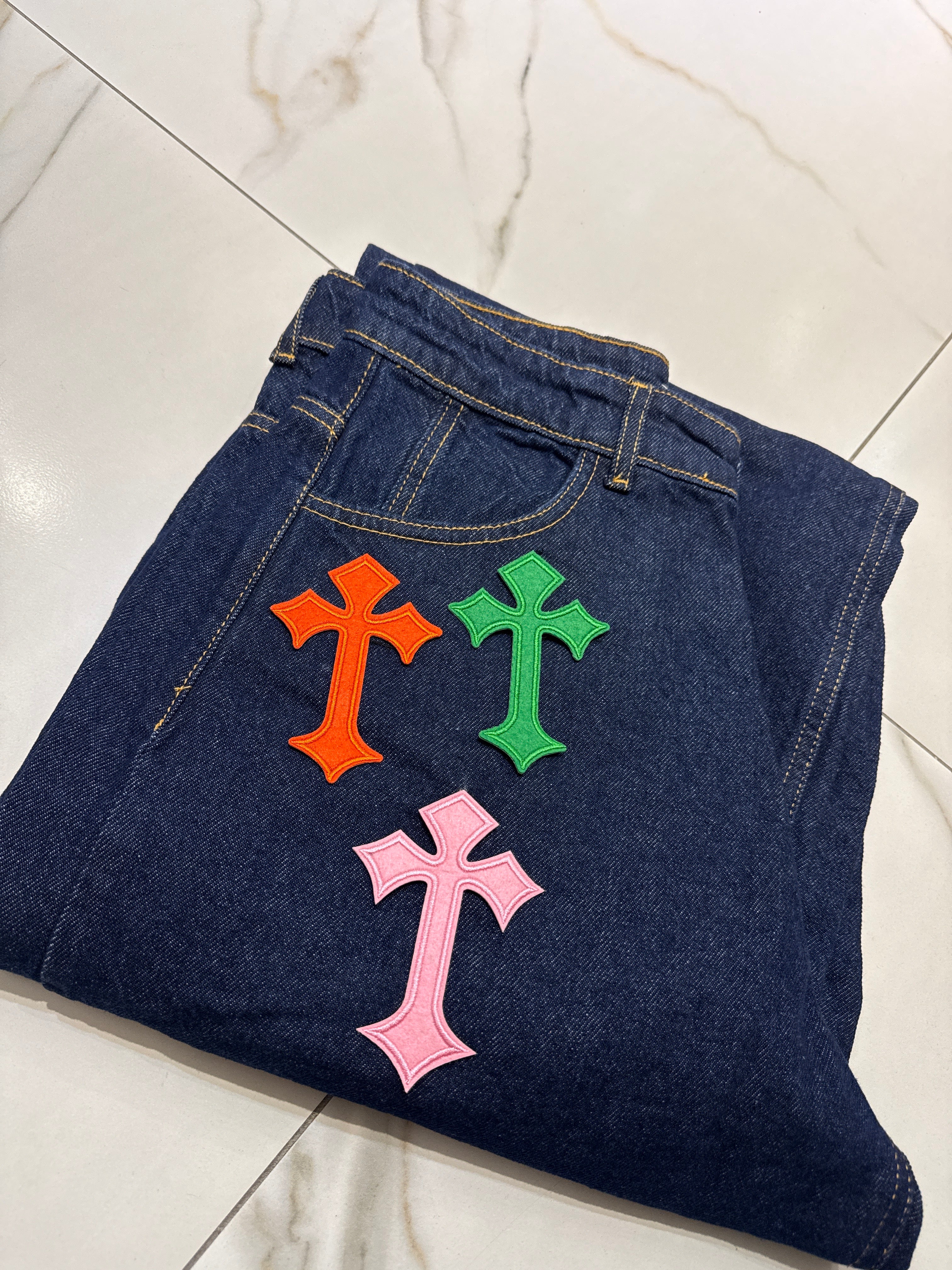 Jeans ballon croce color