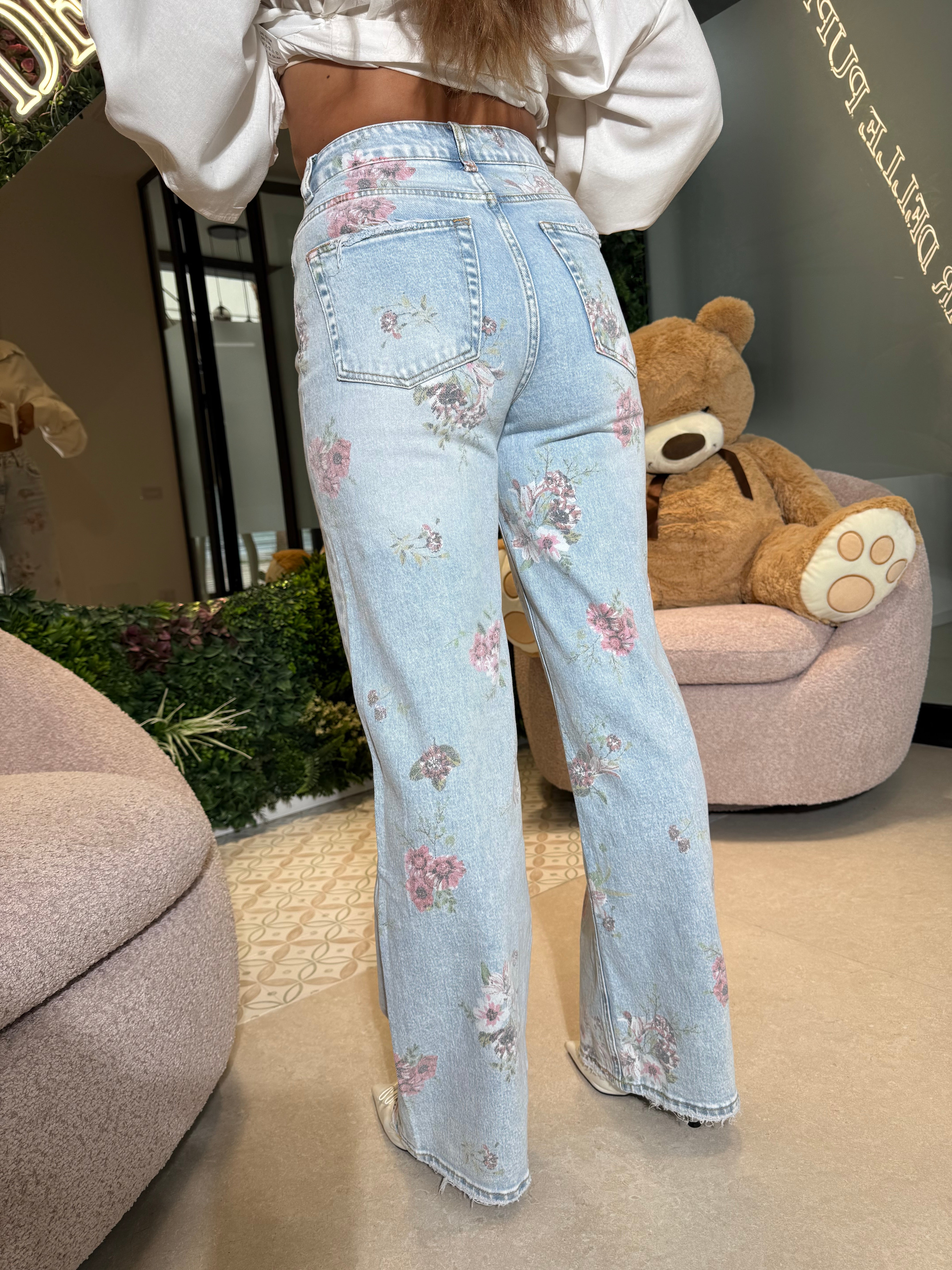 Jeans gamba dritta fiorì