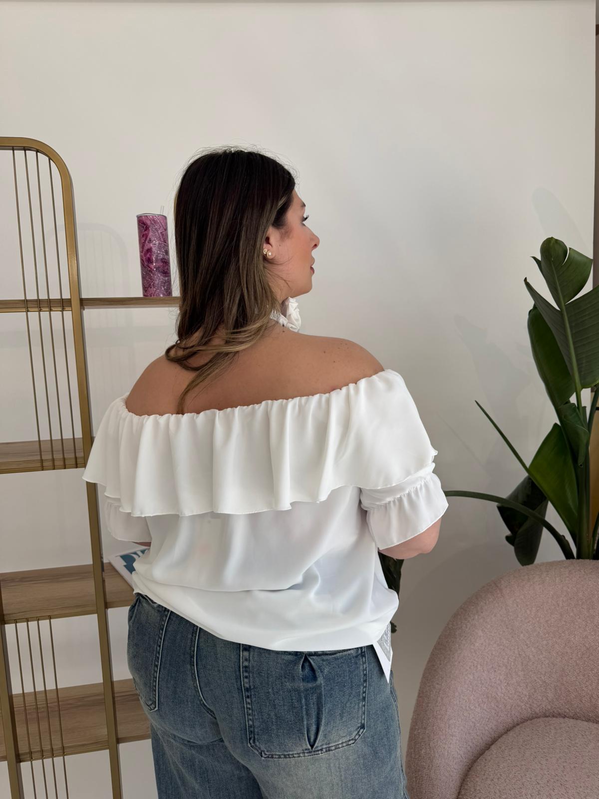 Camicia voilant con fiore curvy
