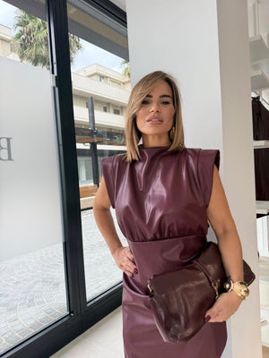 Abito midi ecopelle curvy