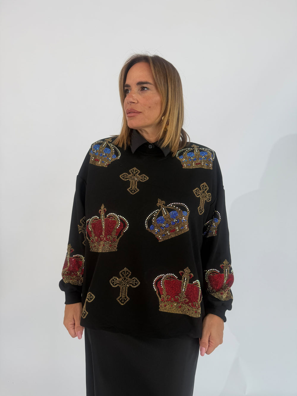 Felpa corona strass