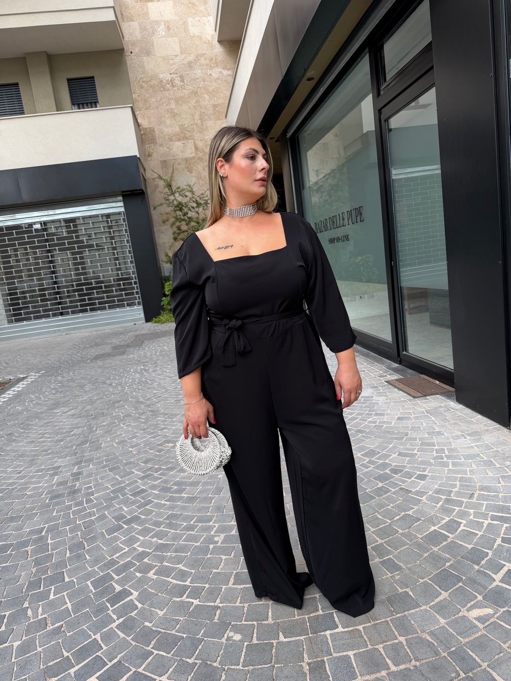 Tuta intera black curvy
