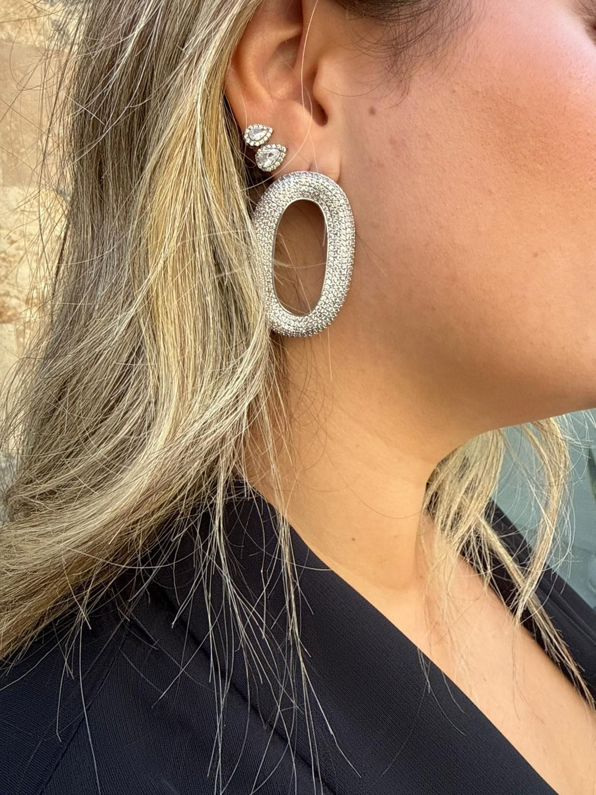 Orecchino cerchio strass