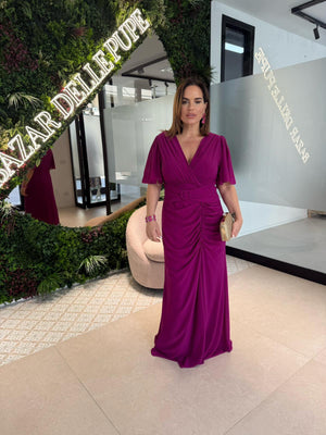 Abito cerimonia con drappeggio curvy