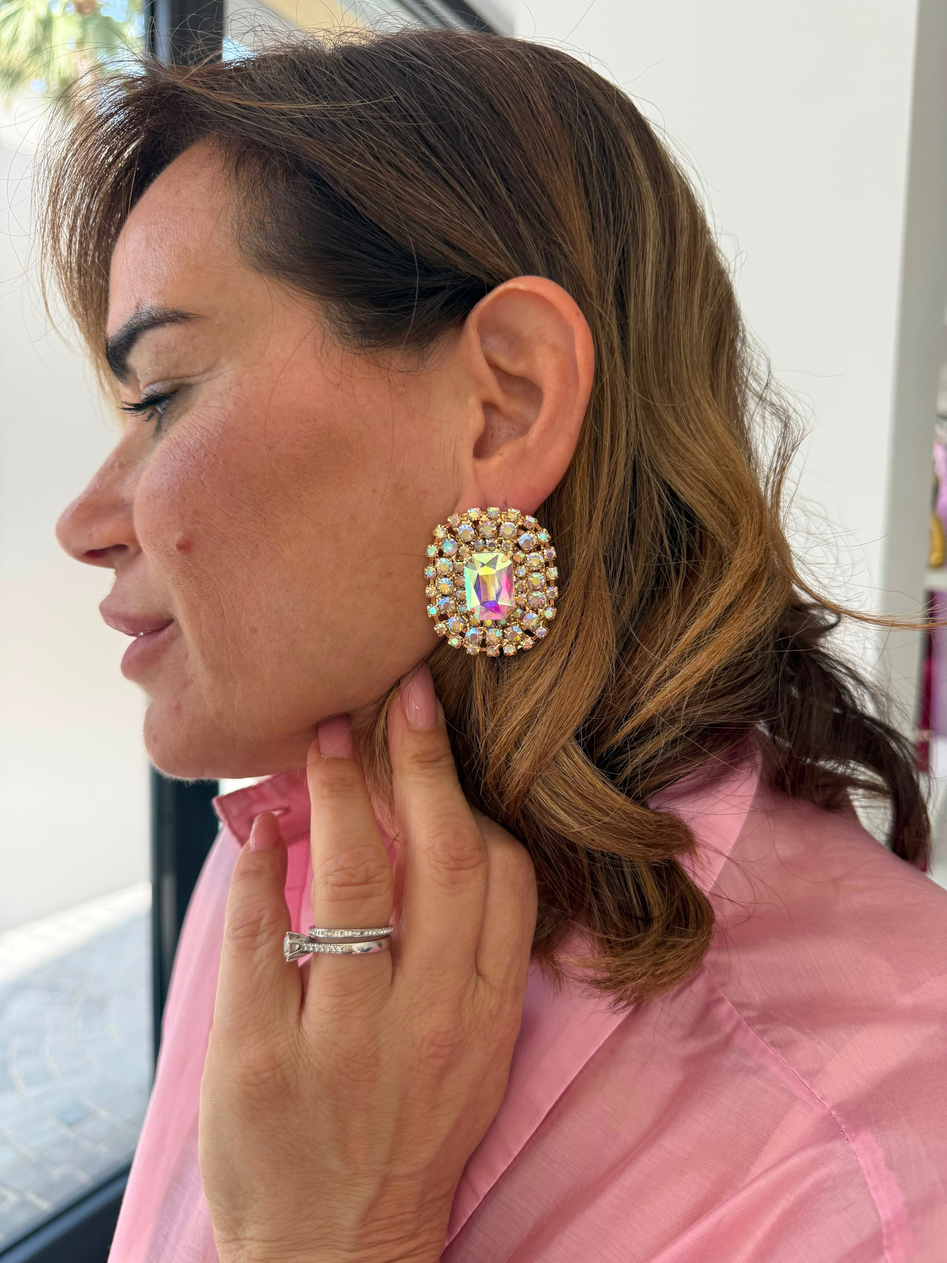 Orecchino strass multicolor