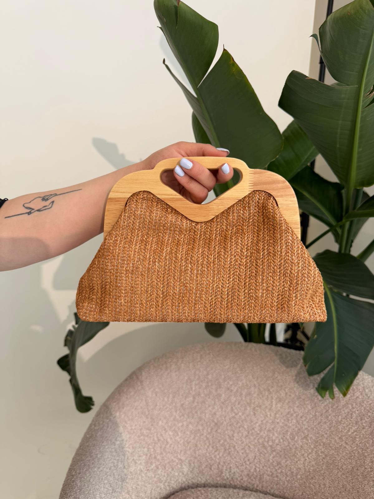 Borsa con manico in legno