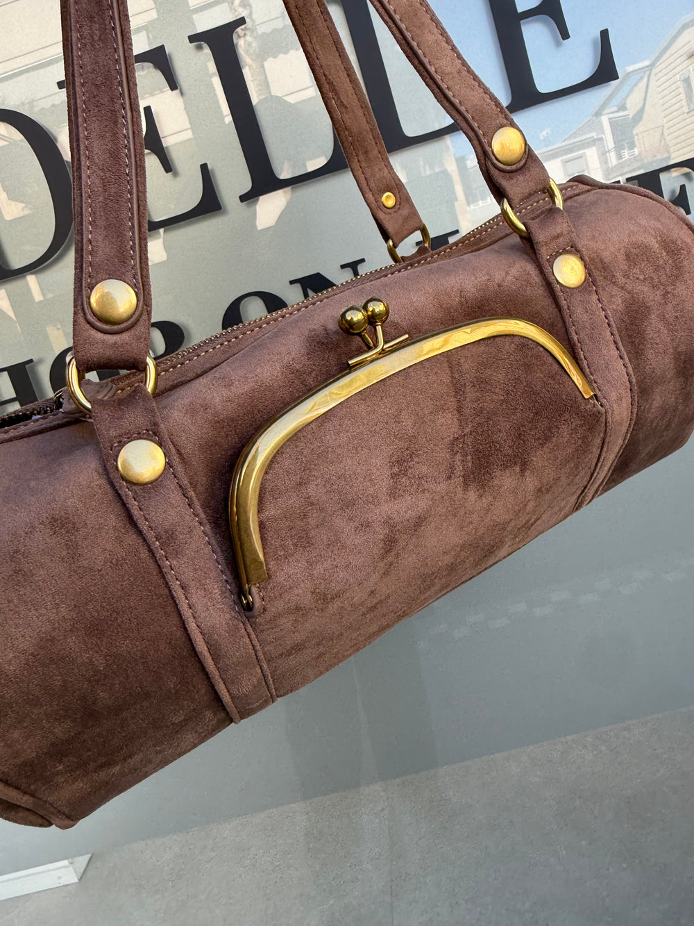 Borsa a spalla in camoscio