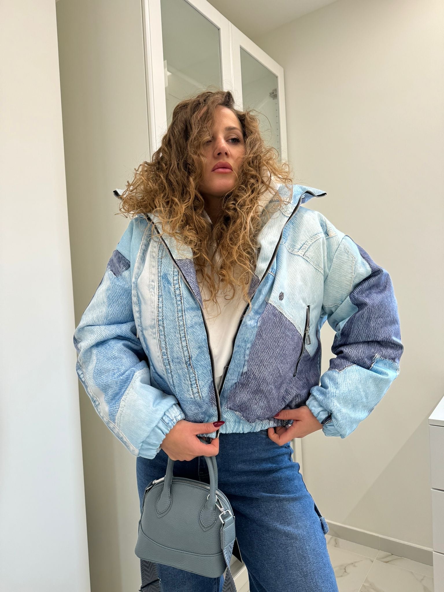 Bomber effetto denim