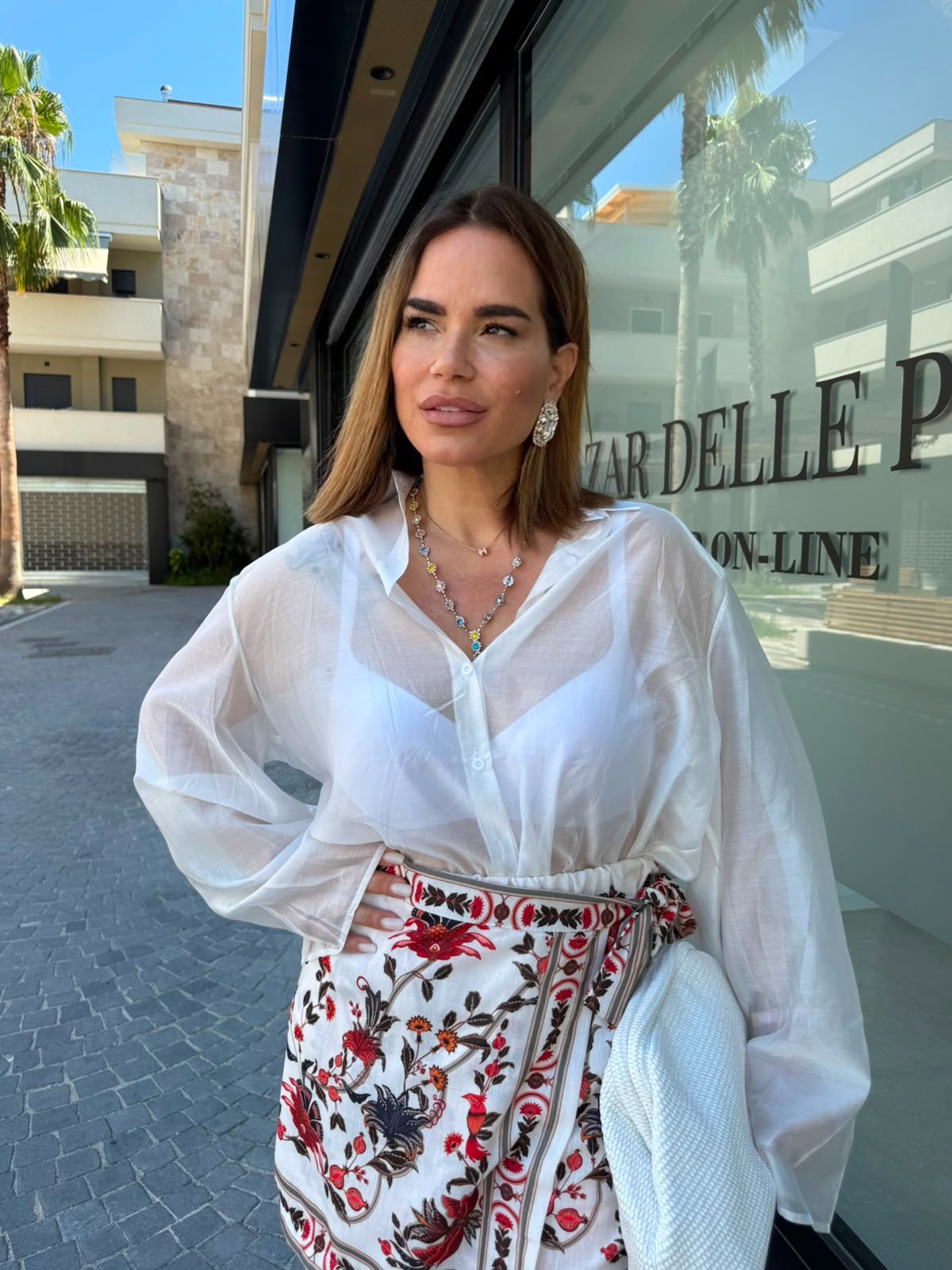 Camicia velata manica larga