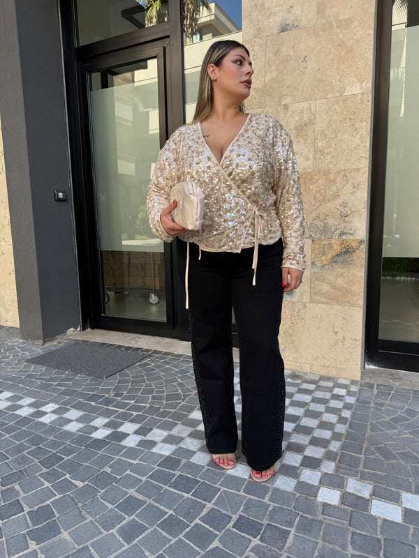 Jeans strass laterali curvy