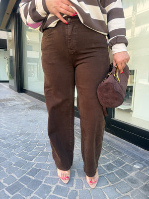 Jeans mom fit brown curvy