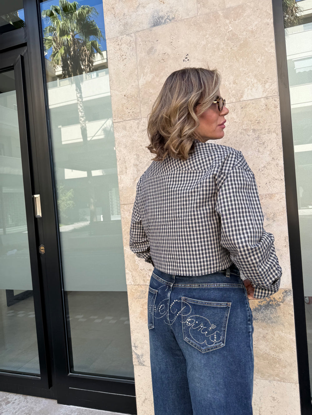 Camicia crop quadretti