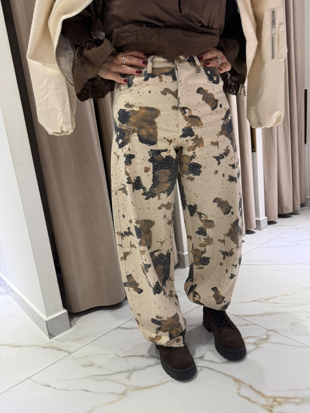 Jeans ballon macchie strass