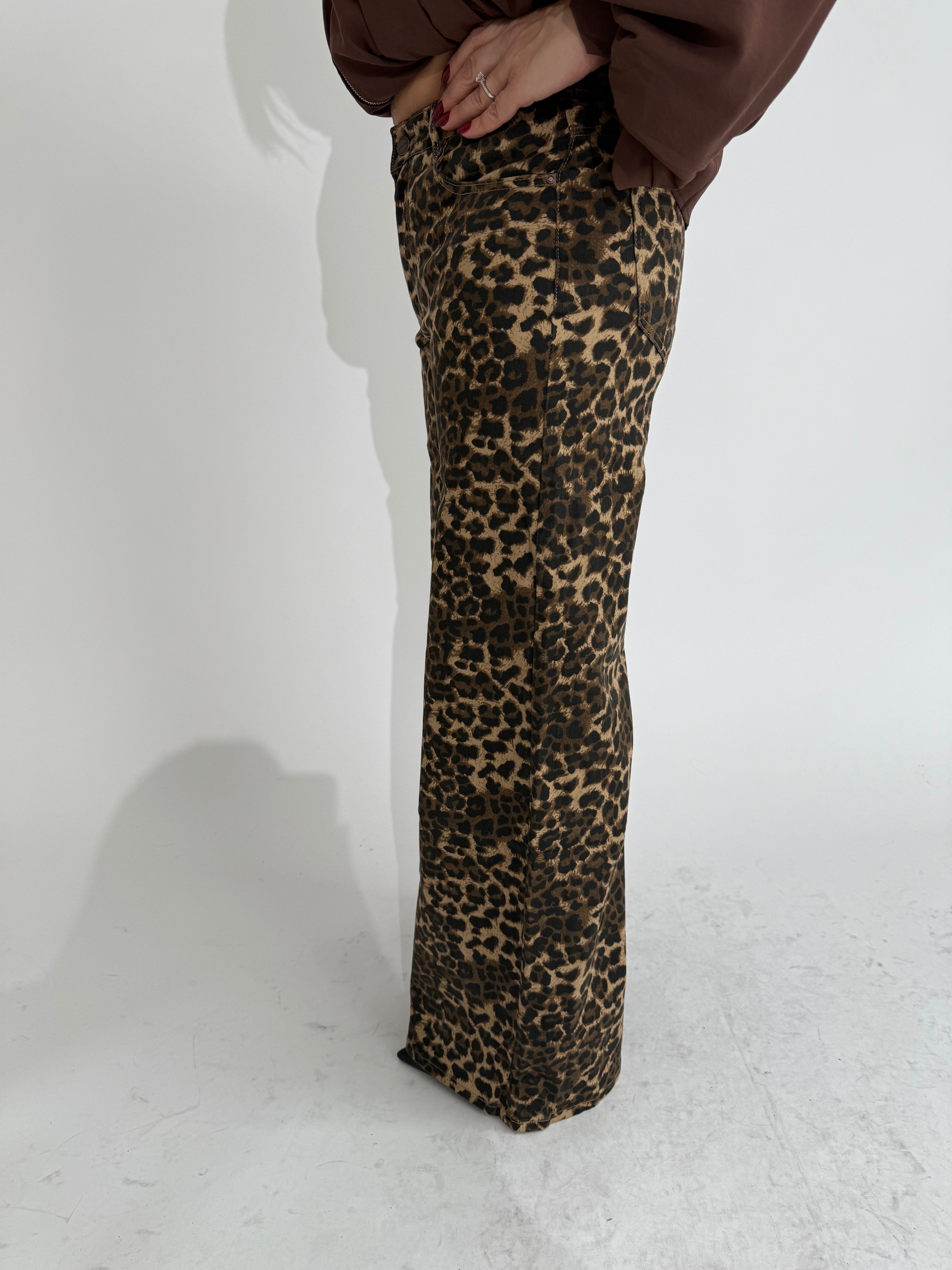 Jeans palazzo animalier
