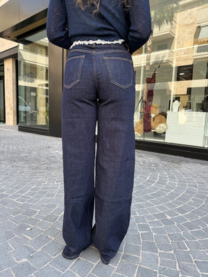 Jeans palazzo cuciture camel