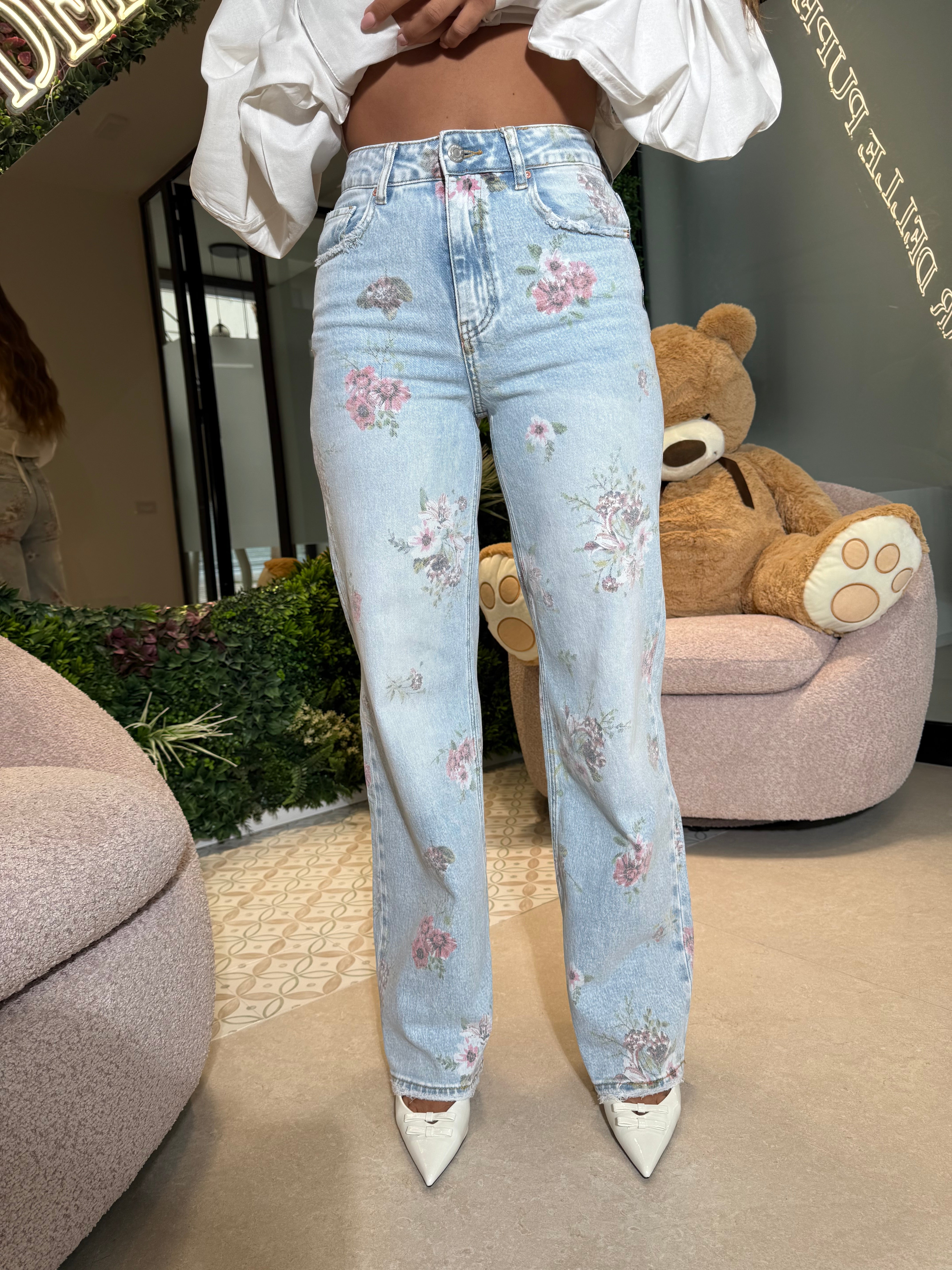 Jeans gamba dritta fiorì